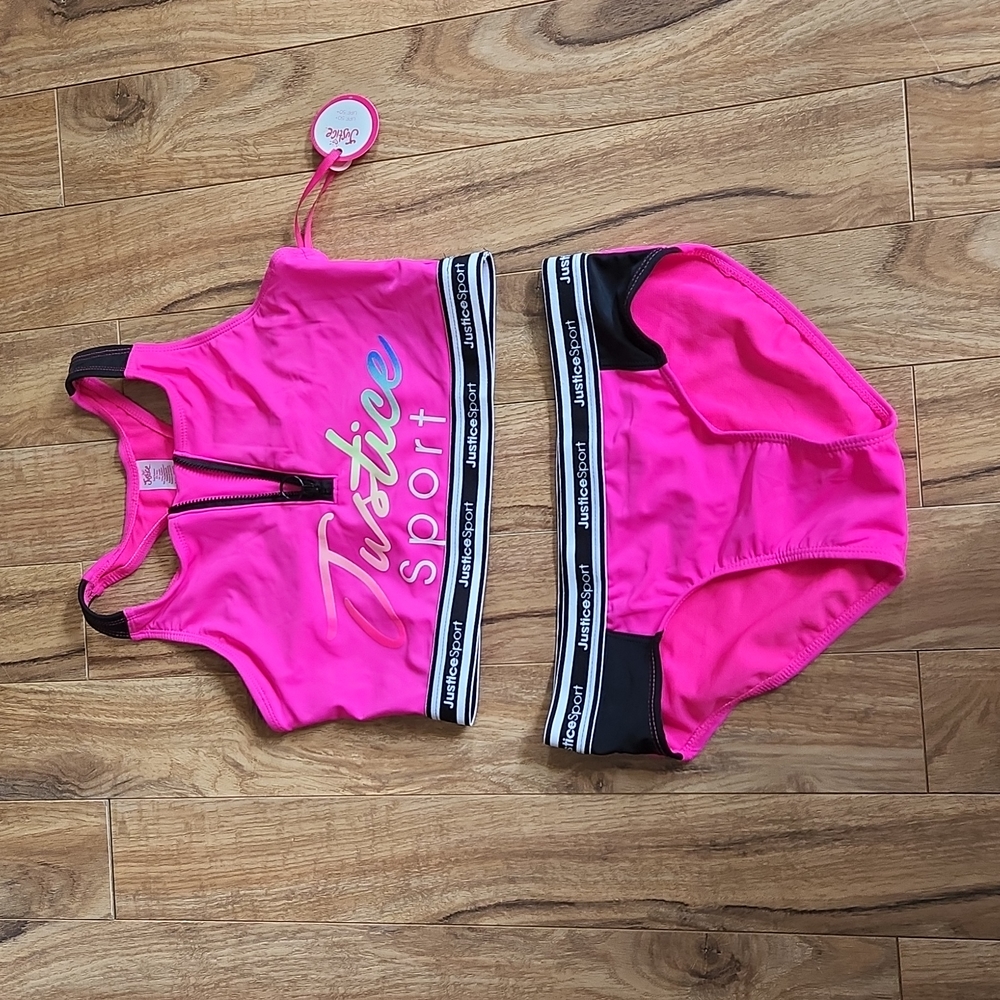 Justice Girls' Half-Zip Bikini 2-Piece Swim Set